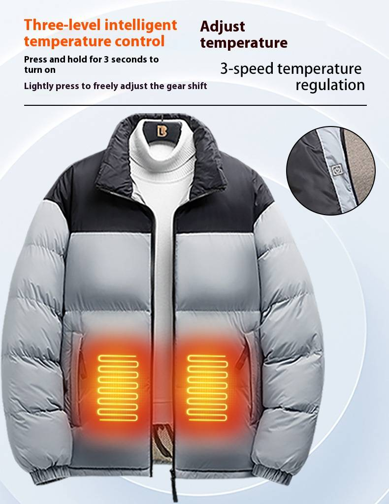 Men's Winter Heated Jacket With Thermal Lining, Thickened Warm Puffer Coat For Cold Weather, Unisex Oversized Streetwear - Sizes M To 4XL_voghion.com