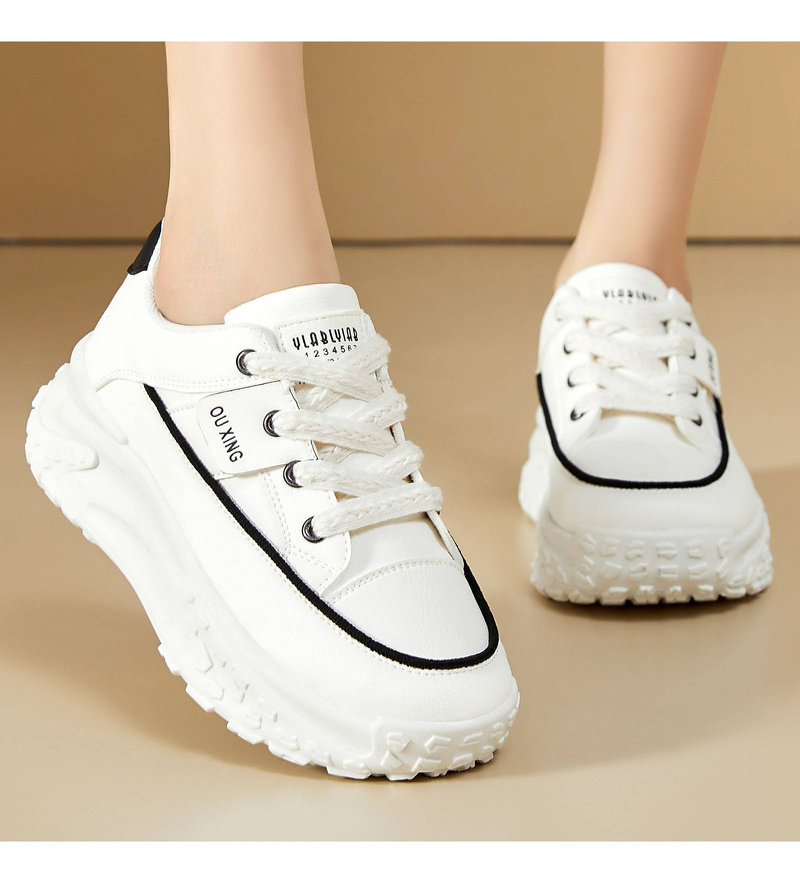 Damen Freizeitschuhe, Einzelschuhe, Damenschuhe mit Reifensohlen, weiße Turnschuhe_voghion.com