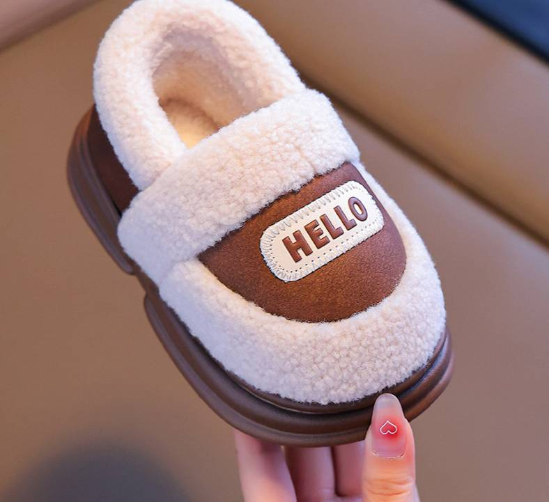 Mother & Kids Kids Winter Boots With Fleece Lining - Warm & Cozy EVA Slippers For Boys & Girls, Non-Slip Indoor/Outdoor Shoes (Pink, Brown)_voghion.com