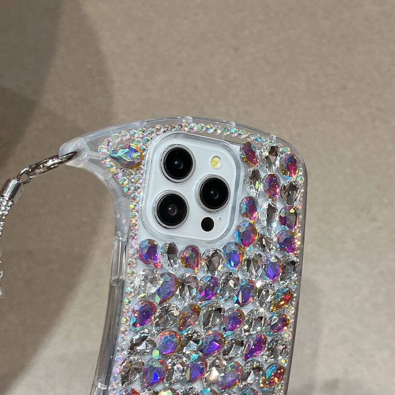 High-end Crystal Bag With Single Shell Same Style Flash Diamond Strap Phone Case For IPhone 16 Pro Max 15 Pro 14 13 12 11 Case_voghion.com