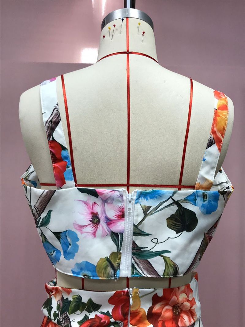 Ensemble deux pièces pour femme, robe imprimée à bretelles et jupe de plage, nouvelle collection printemps/été 2025_voghion.com