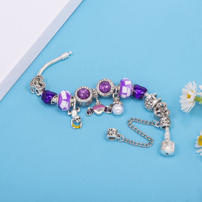 Charm Bracelets Crystal Beaded Bracelet Purple Oil Drop Love Pendant Bracelet Princess Romantic Fantasy Starry Sky Bracelet_voghion.com