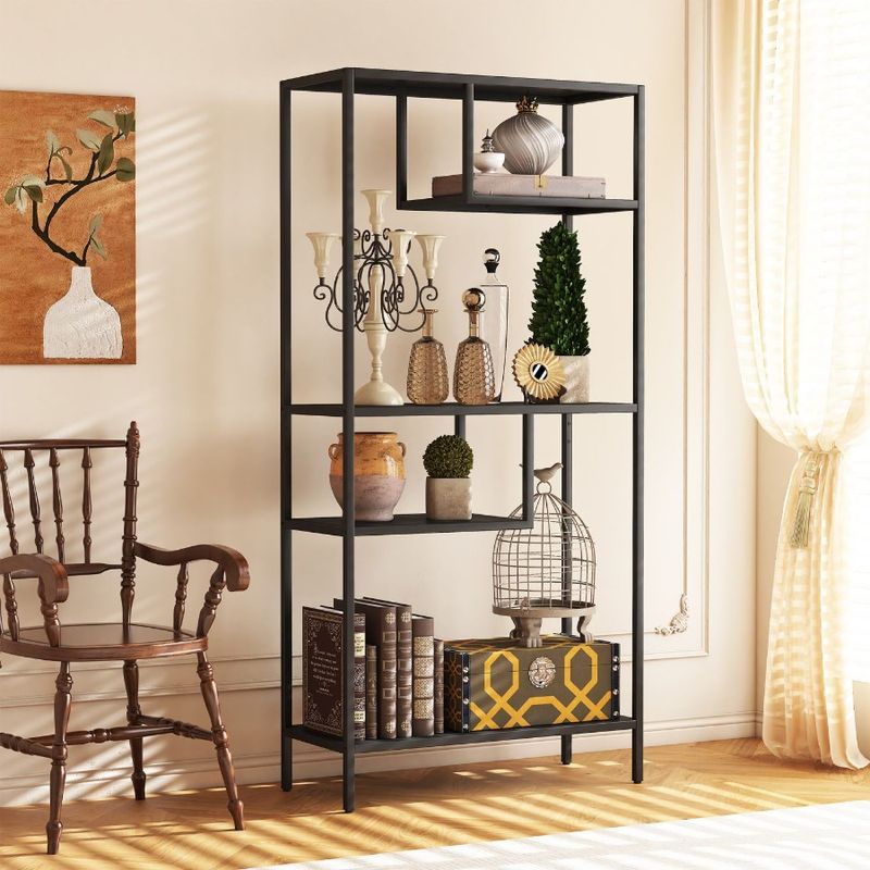 Scaffali moderni in metallo con scomparti e gambe, scaffale per libri, per riporre gli scaffali, organizer per camera da letto, indipendente, soggiorno, 4 con_voghion.com
