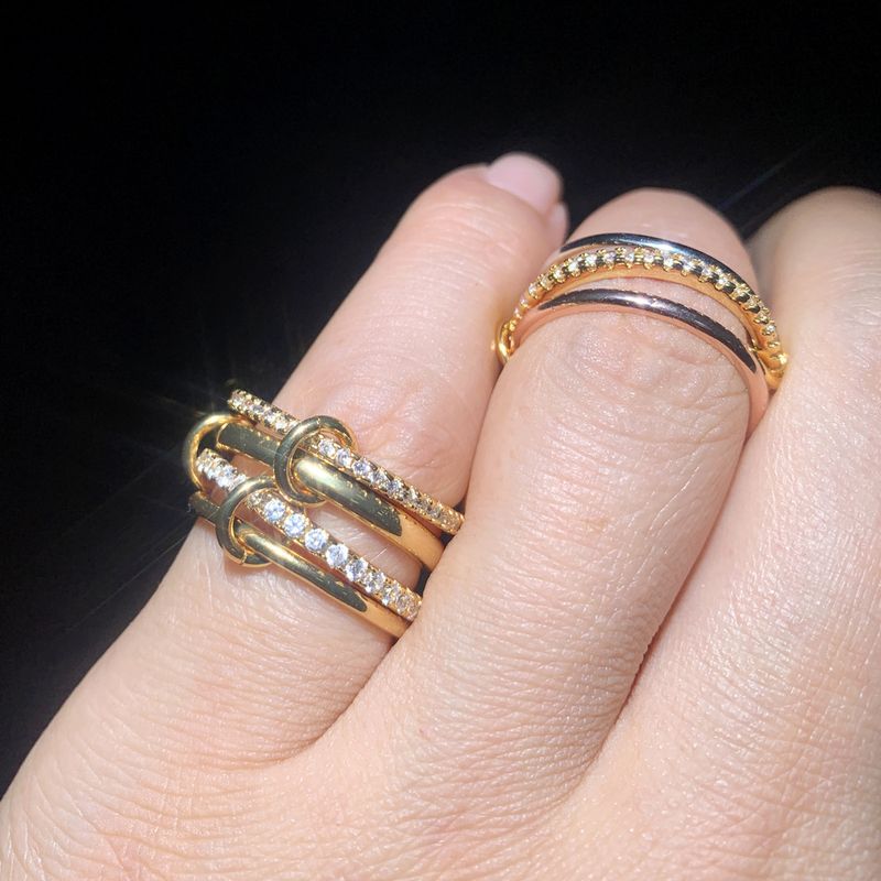 Ins Popular New Gold 4 Ring Zircon Ring Niche High End Ladies Ring_voghion.com