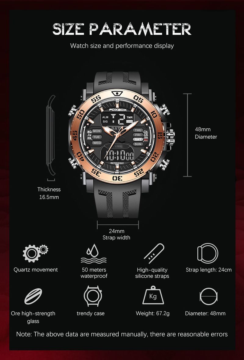 Men's Digital Analog Quartz Watch With Luminous Display, Waterproof, Alarm, And Multifunction Features Watch Alarm Clock_voghion.com