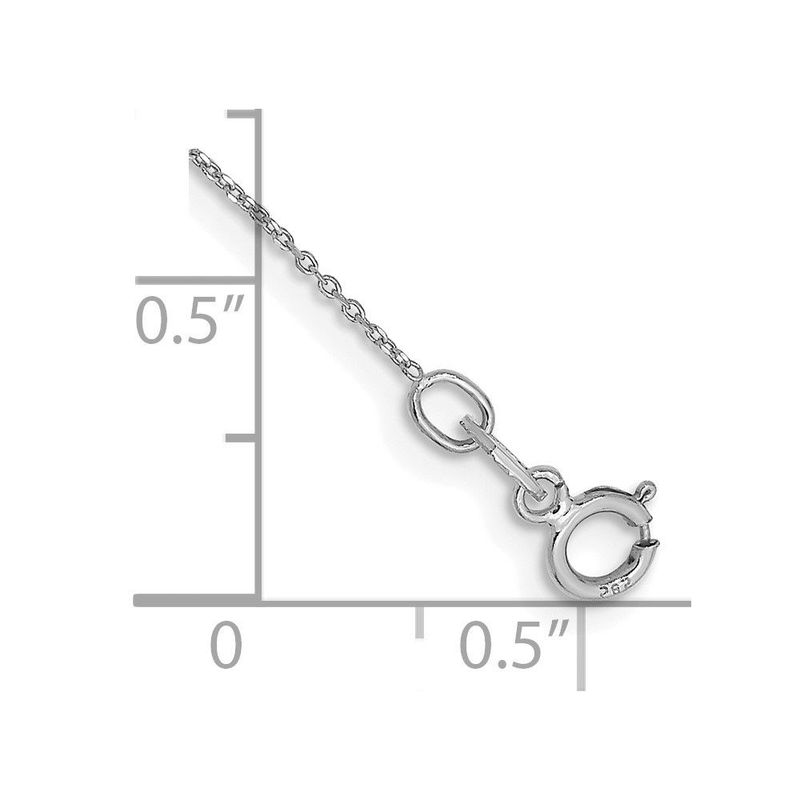 14K White Gold 10 Inch .6mm Diamond-cut Round Open Link Cable With Spring Ring Clasp Anklet_voghion.com