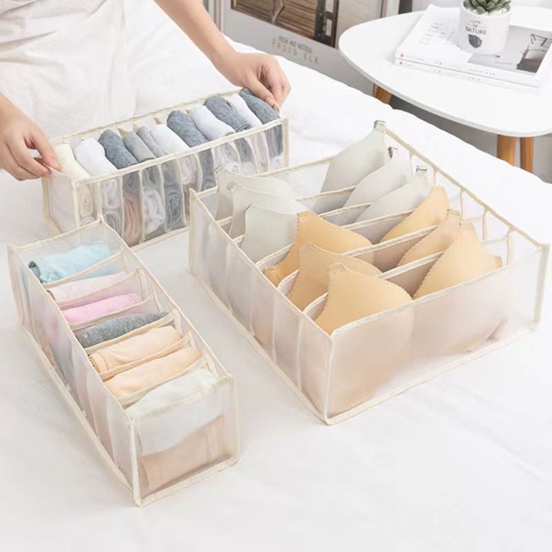 Foldable Mesh Storage Box With Dividers For Underwear, Socks, Clothes - Space Saving Organizer For Drawer, Wardrobe, Home (Multiple Sizes & Colors)_voghion.com