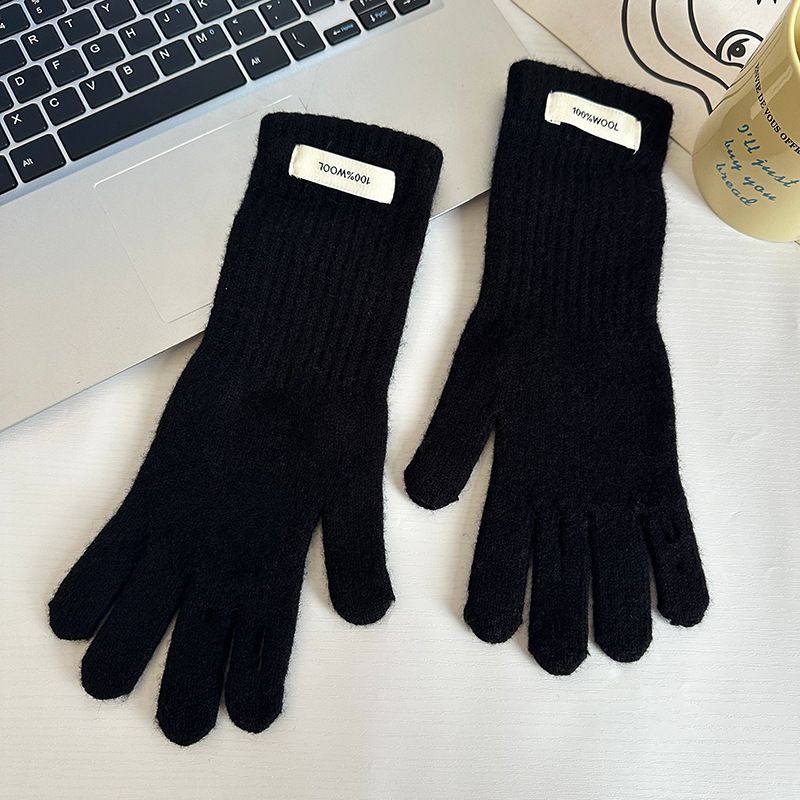 100% Wool~Shop/Merino Solid Color Knitted Warm Touchscreen Wool Gloves Winter_voghion.com
