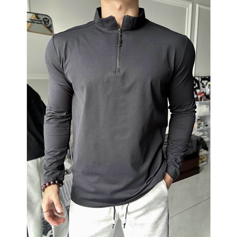 Maglietta a maniche lunghe elasticizzata da uomo in softshell per palestra, attività casual e all'aperto: traspirante, aderente e leggera_voghion.com
