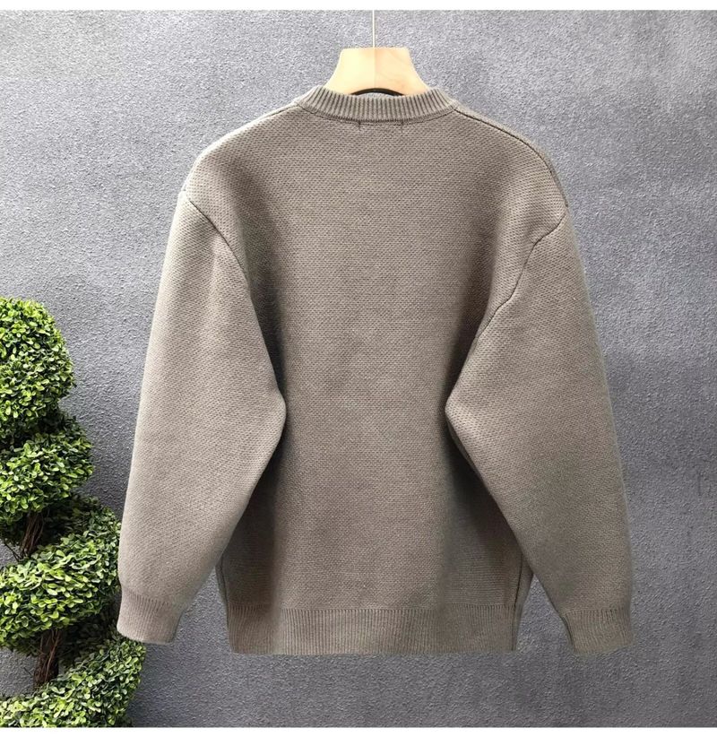 Suéter de punto para hombre, otoño e invierno. Cárdigan de punto para hombre, color liso, abierto al frente, para otoño e invierno (negro, caqui, gris)._voghion.com