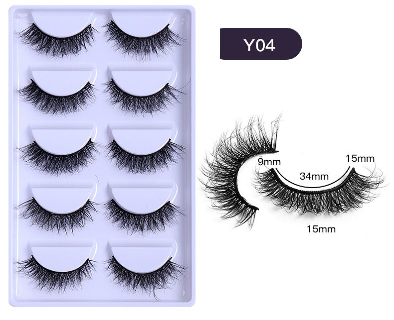 Doppeltes Augenlid, europäische und amerikanische falsche Wimpern, 3D, 5 Paar weiche, gekreuzte Curling-Wimpern_voghion.com