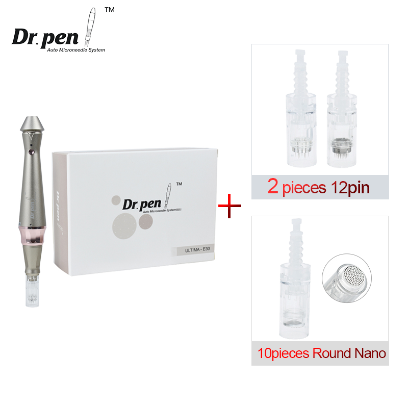 Dr. Pen Ultima E30 cu 12 ace, stilou autentic cu microneedling, stilou Derma profesional cu fir, pentru uz casnic, stilou cu ace pentru tatuaje_voghion.com