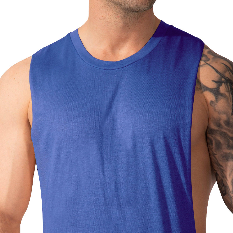 Men's Clothing New Men's Vest Muscular Men's Sports And Leisure Solid Color Men's Sleeveless Vest T Shirt_voghion.com