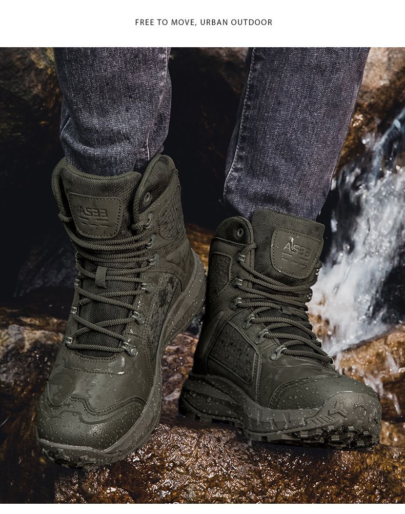 Men's & Women's Tactical Boots - Lightweight, Breathable & Slip-Resistant For Running, Training & Duty Mid Tube Black Men_voghion.com