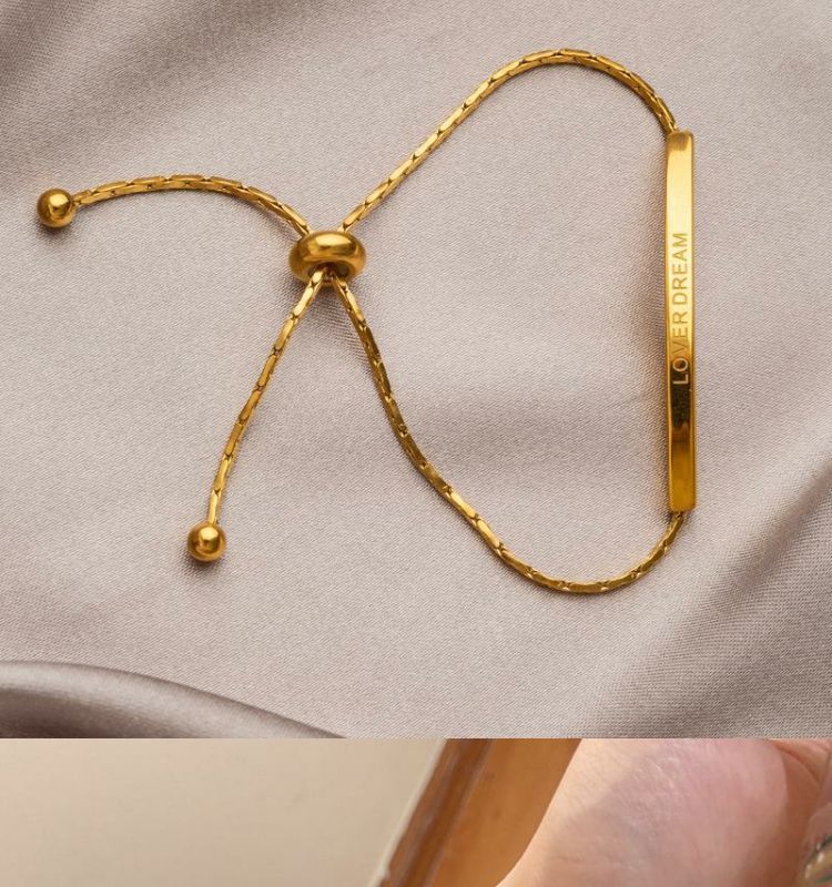 Bracciale in acciaio al titanio con lettere dorate, fatto a mano, alla moda, versatile, semplice, personalità, nicchia_voghion.com
