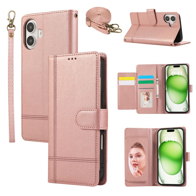 Pasek na nadgarstek z paskiem na ramię i kieszenią na karty, etui na telefon iPhone 16 Plus 15 14 13 12 11 Pro Max XS XR X 7 8, skórzane etui ochronne_voghion.com