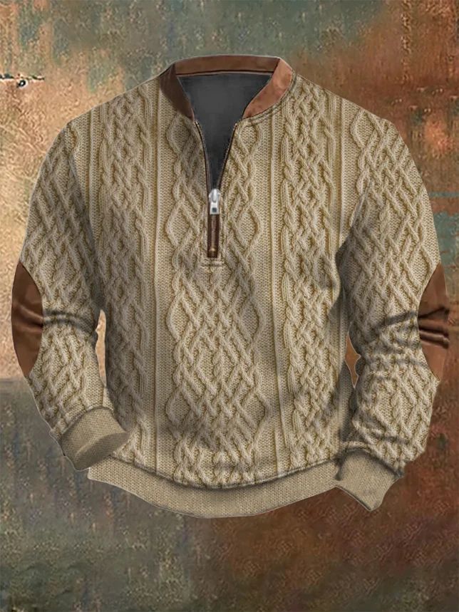 3D Herren-Sweatshirt mit halbem Reißverschluss im Herbst-Winter-Print_voghion.com