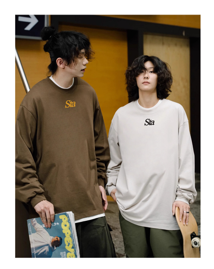 Herrenbekleidung Mode Base bedrucktes Langarm-T-Shirt Herrenmode Marke Baumwolloberteil Base Shirt High Street Paaranzug_voghion.com
