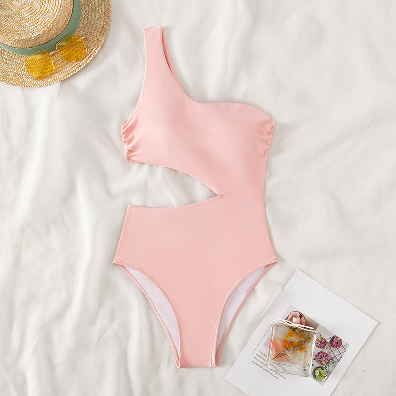 produit design bikini une pièce pour femme maillot de bain une pièce de couleur unie pour femme_voghion.com