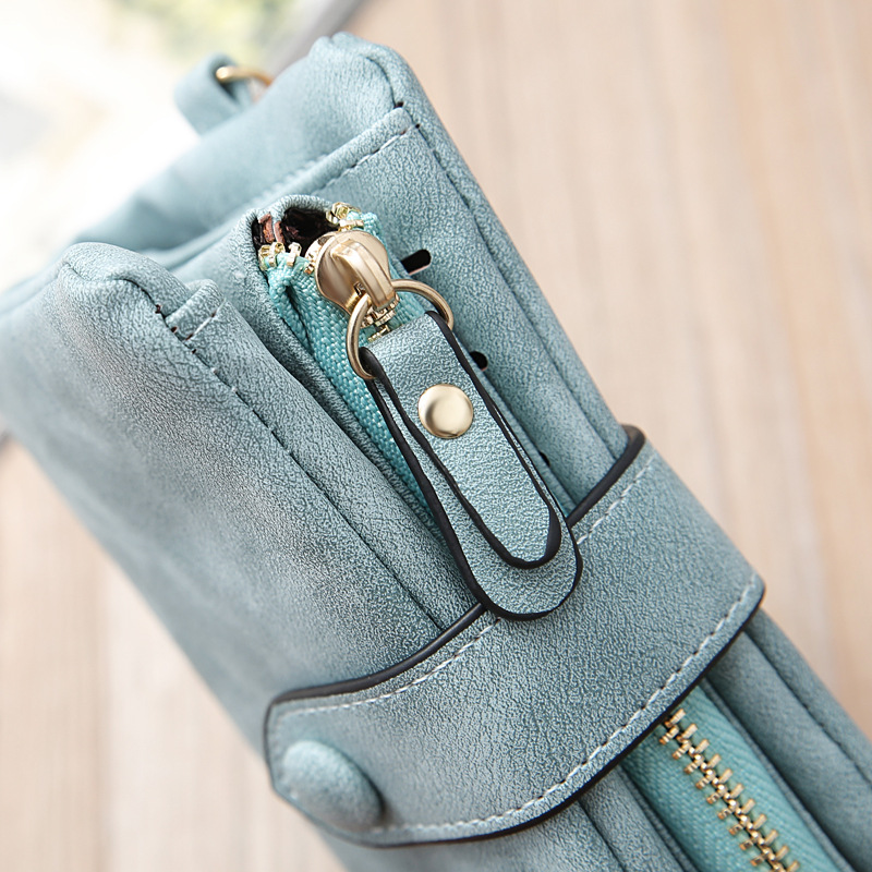 Portamonete piccolo con pochette lunga con cerniera lunga da donna, portafoglio corto opaco retrò in nuova versione coreana_voghion.com