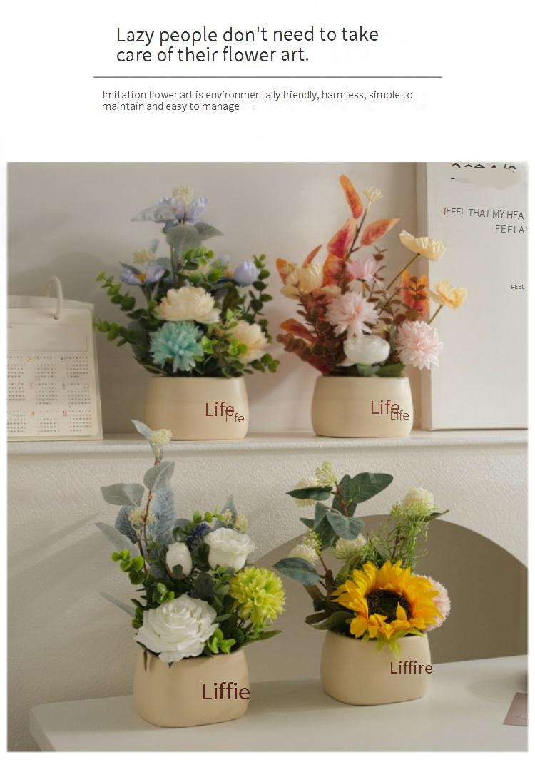 Decorazione di piante di simulazione, piccola pianta in vaso, ufficio, soggiorno, scrivania, bonsai da interno, ornamenti, fiore artificiale bionico, pianta verde_voghion.com