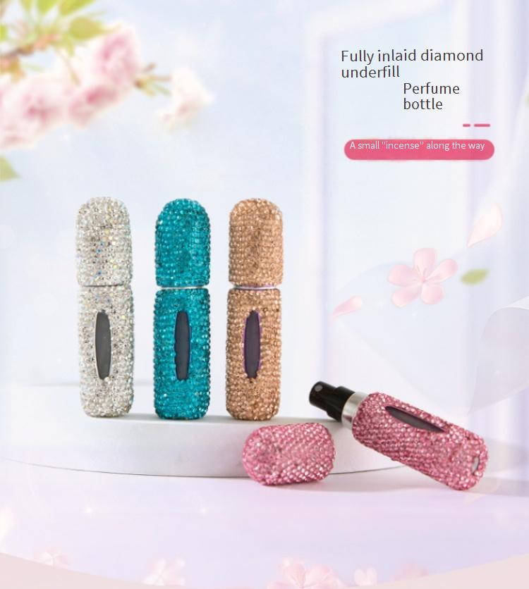 Accessori per profumi, flacone di profumo con riempimento diretto, piccolo fondo da 5 ml, tempestato di diamanti, con finestra e flacone spray a forma di diamante, flacone di profumo vuoto a pressione_voghion.com