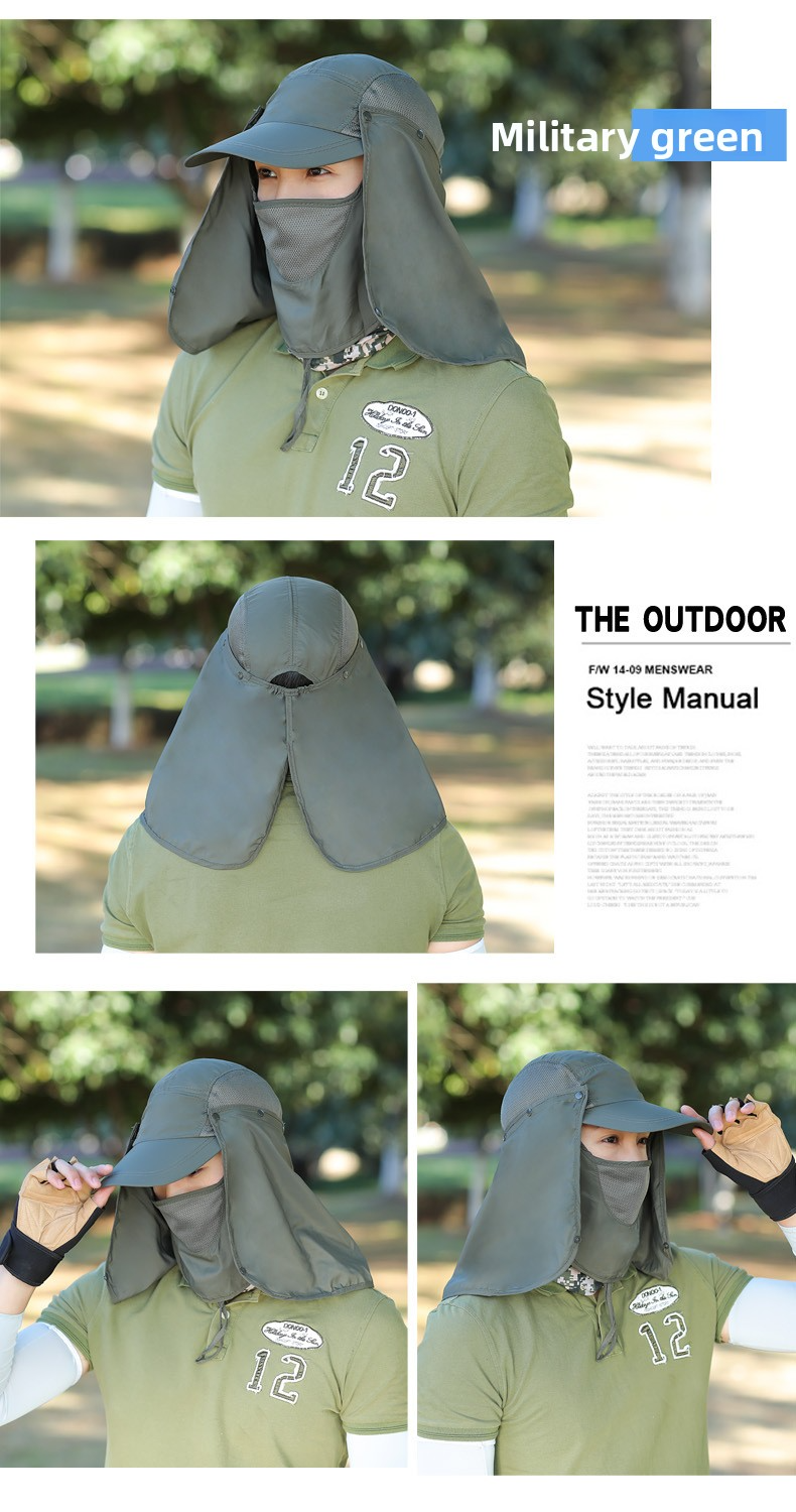 Unisex-Sonnenschutz-Baseballkappe mit Gesichts- und Nackenschutz – Atmungsaktives Mesh für Angeln und Outdoor-Aktivitäten_voghion.com