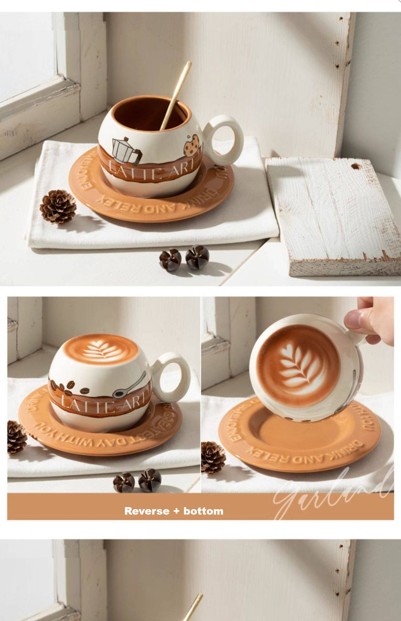 Tazza con fondo estraibile, tazza con fiore, regalo creativo per coppia, casa, con cucchiaio, latte, carino panda in ceramica, set di tazze da caffè e piattino_voghion.com