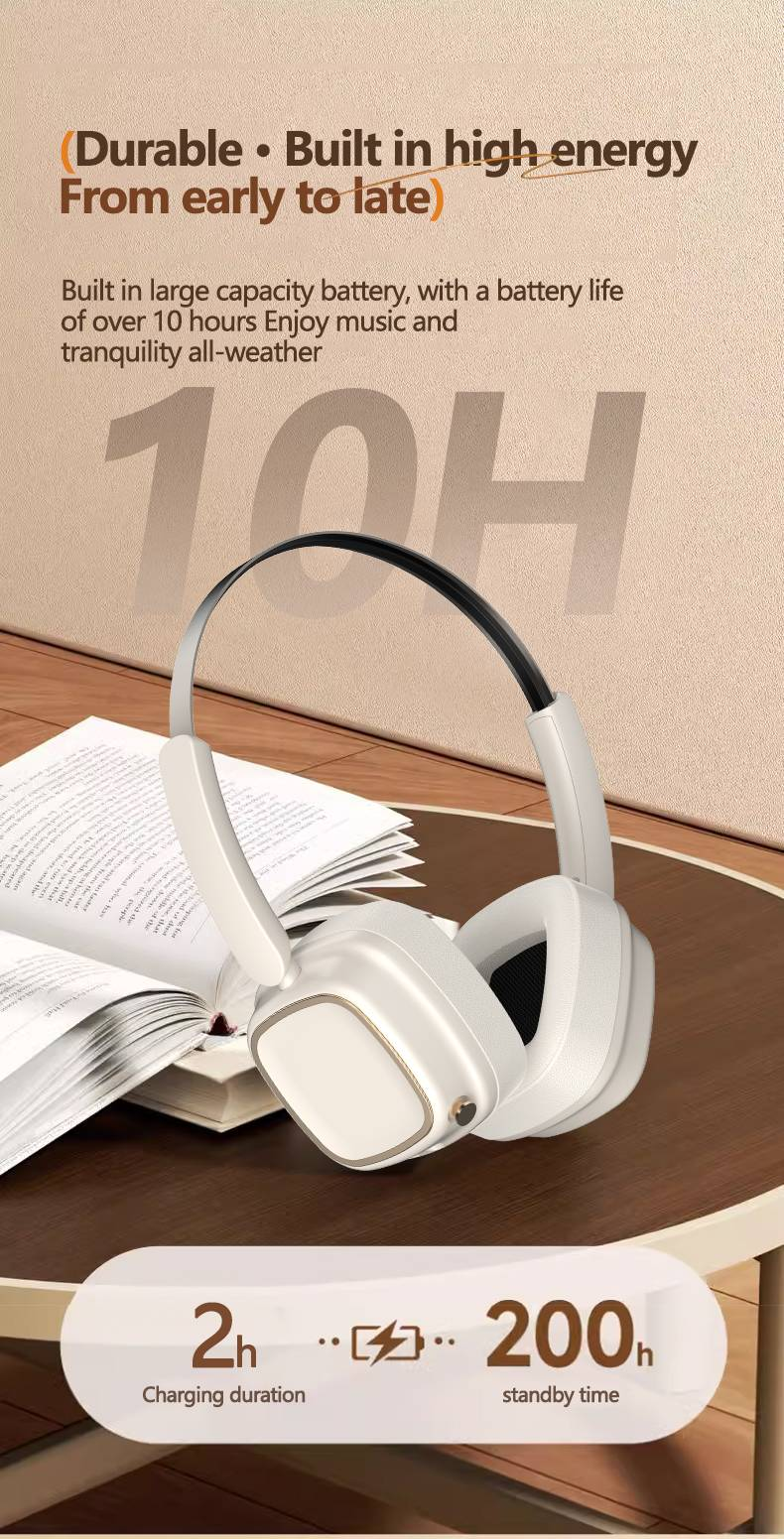 Cuffie Bluetooth retrò VJE22: driver da 40 mm, batteria da 300 mAh e durata della batteria di 10 ore, paraorecchie traspiranti, design ergonomico, tecnologia HiFi 5.3._voghion.com