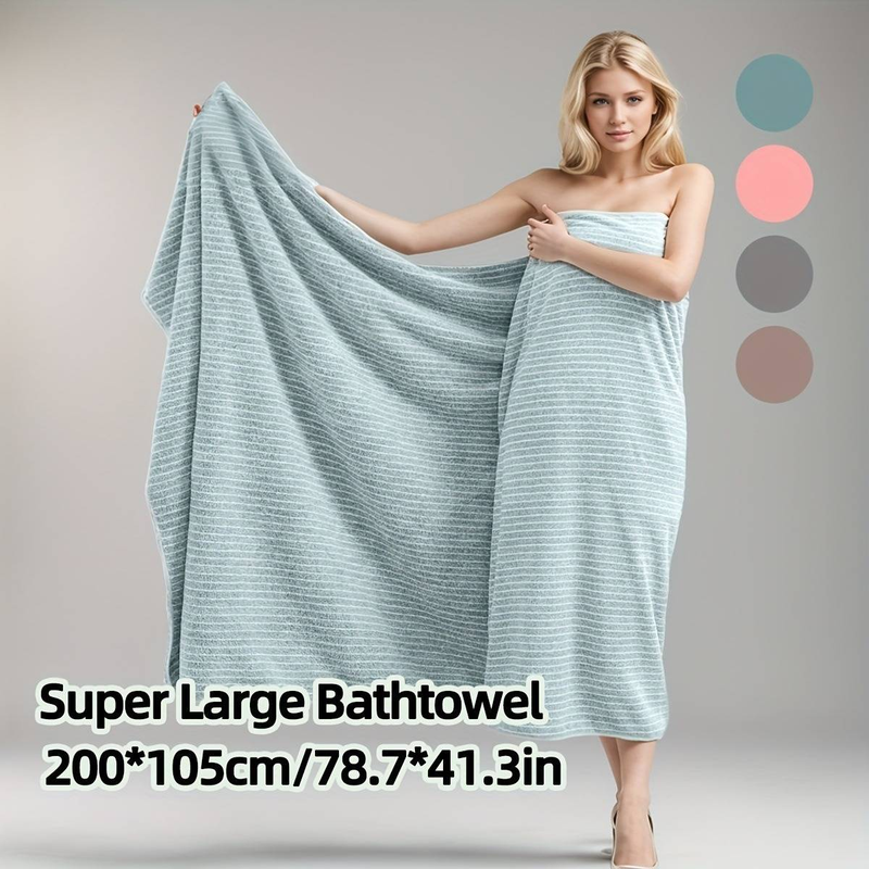 Serviette de bain surdimensionnée en polaire corail épaisse - Super absorbante, séchage rapide, sans peluches_voghion.com