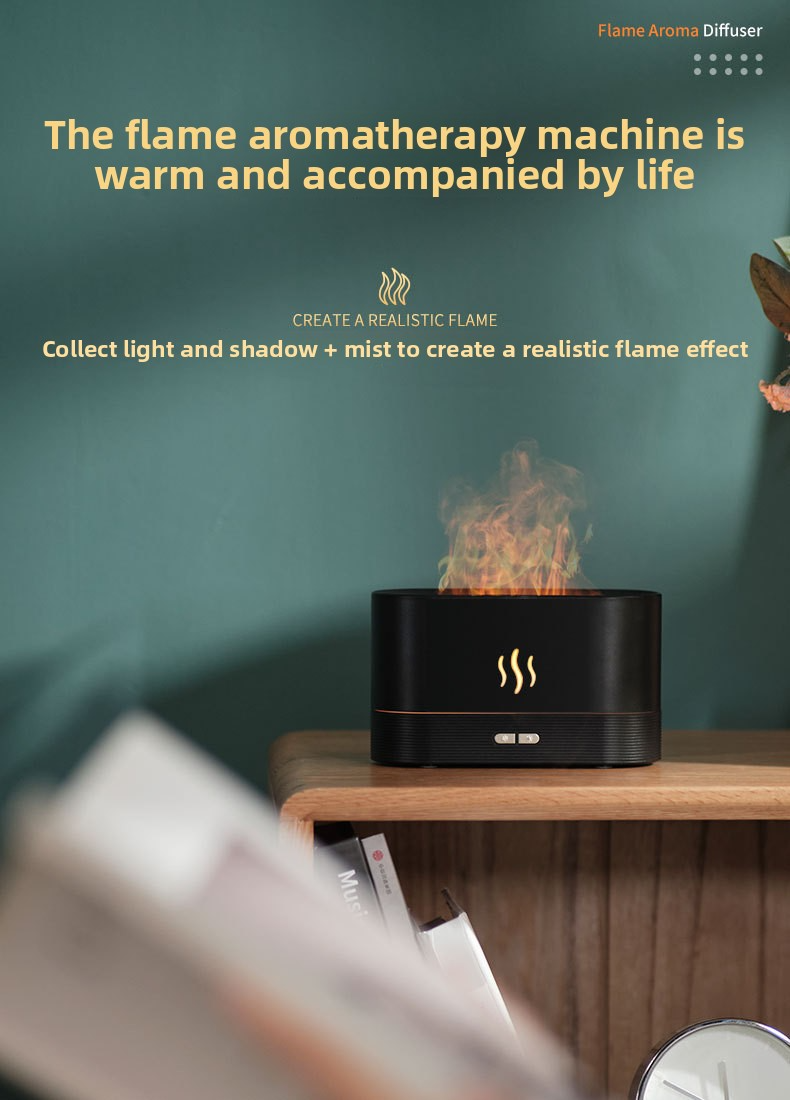 Flame Aroma Diffuser – USB Essential Oil Humidifier With 7 Color LED Lights, Auto Shut-Off, For Home, Office & Car (Changing Options)_voghion.com