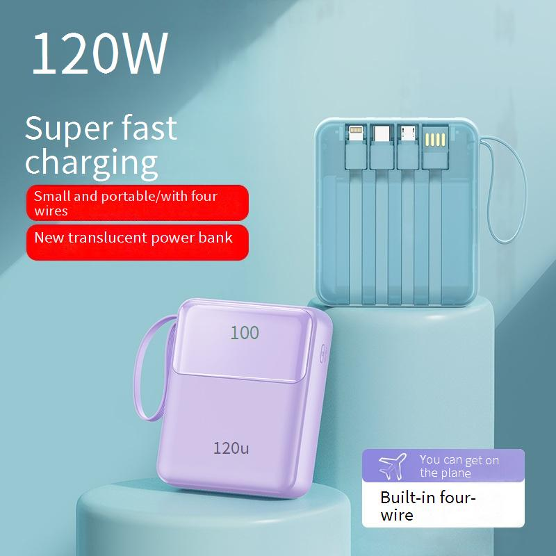 Tragbares Ladegerät mit 20.000 mAh und integrierten Kabeln, ultrakompakte und schnell aufladbare Powerbank für iPhone, Android und mehr_voghion.com