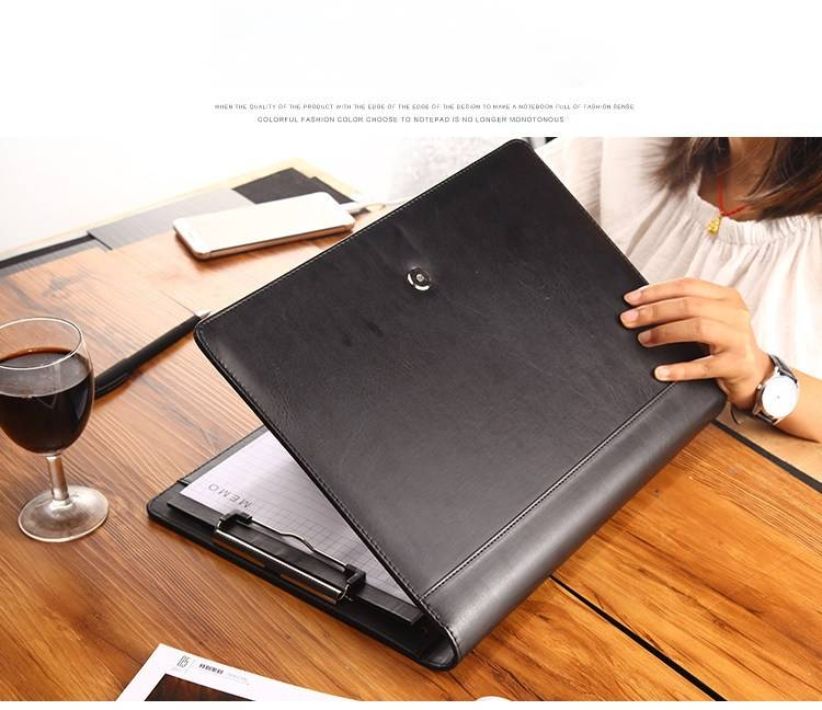 Professional A4 Multi-Function Presentation Portfolio With Custom Logo – Leather Business Folder For Sales, Real Estate & Office Use_voghion.com