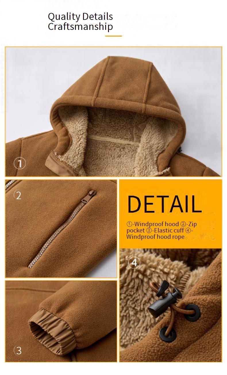 Men's Heavyweight Fleece Jacket – Sherpa-Lined Zip-Up Hoodie For Winter (Black, Army Green, Caramel, Navy Blue)_voghion.com