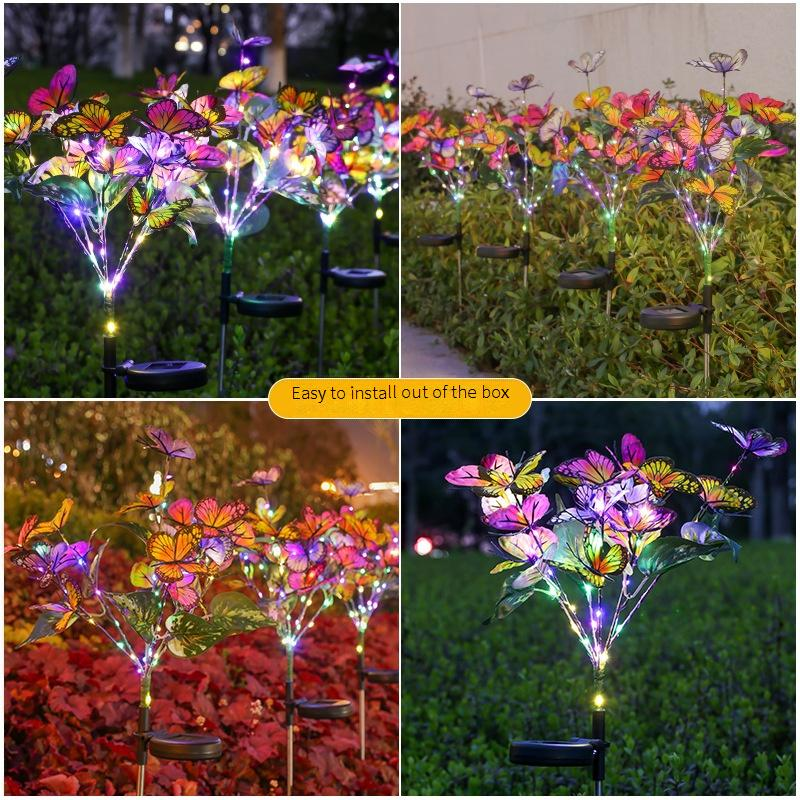 Solar Butterfly Lights Outdoor Garden Decor - Waterproof LED Fairy Lights For Patio, Lawn & Yard - Romantic Atmosphere Lighting With Ground Spike_voghion.com