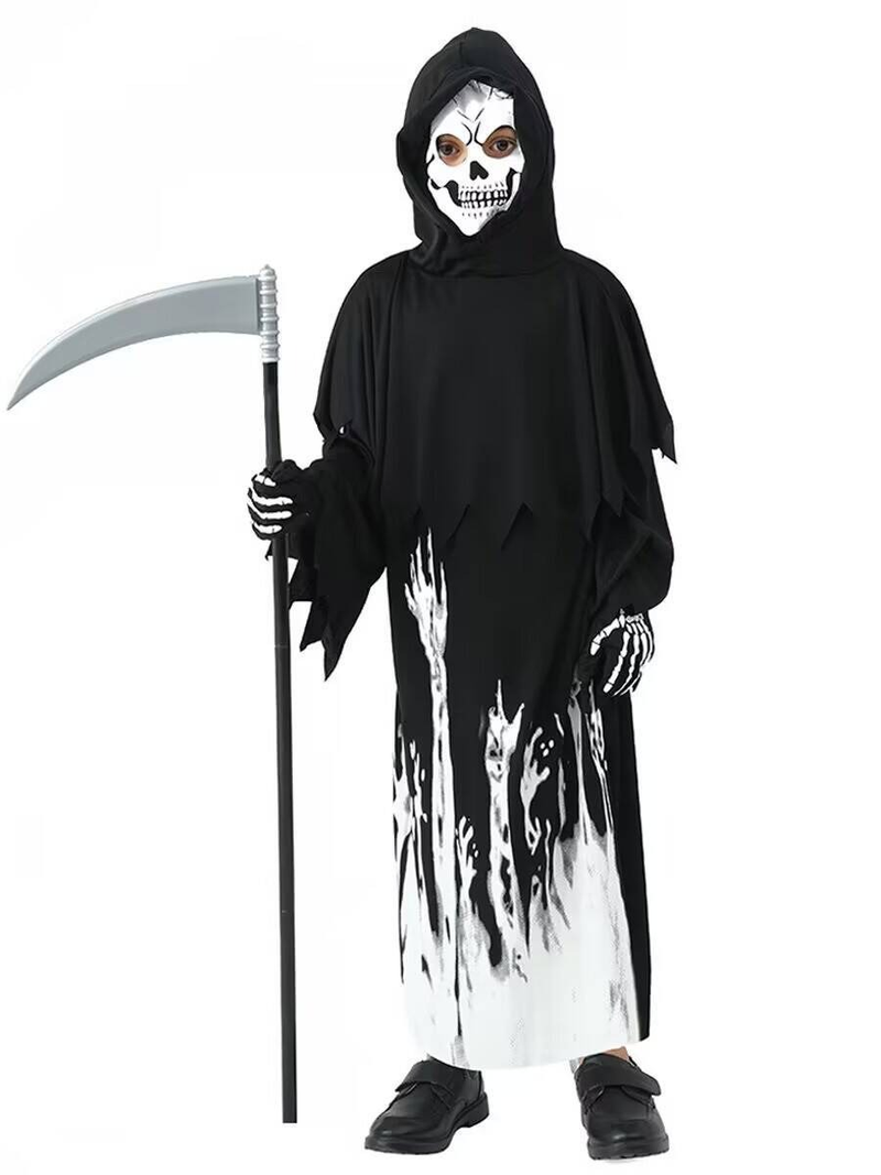 New Children's Halloween Cos Costume Death Costume Cross-border Cosplay Luminous Glasses Clothes Stage Performance Clothes_voghion.com