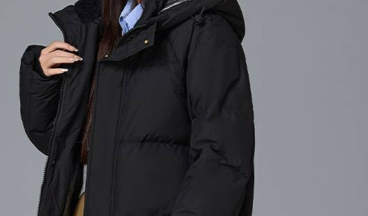Casaco longo acolchoado para casais – Parka de penas de pato 700FP com capuz removível | Jaqueta de inverno à prova de vento em preto/marfim (P-3XL)_voghion.com