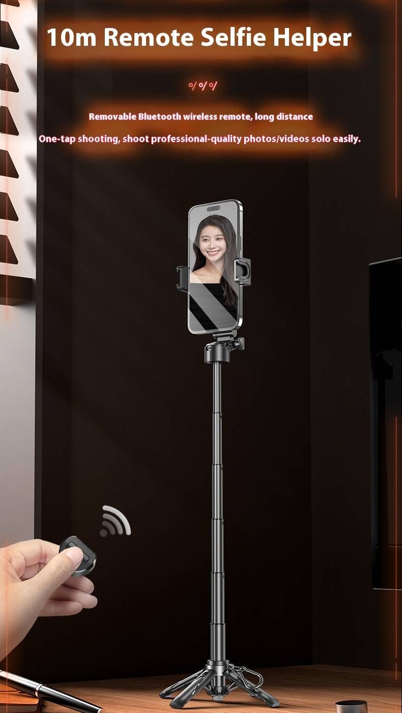P15mini Magnetic Selfie Stick With Bluetooth Remote & Extendable Tripod, 43cm Portable Phone Holder With LED Light For IPhone/Android (Black/White)_voghion.com