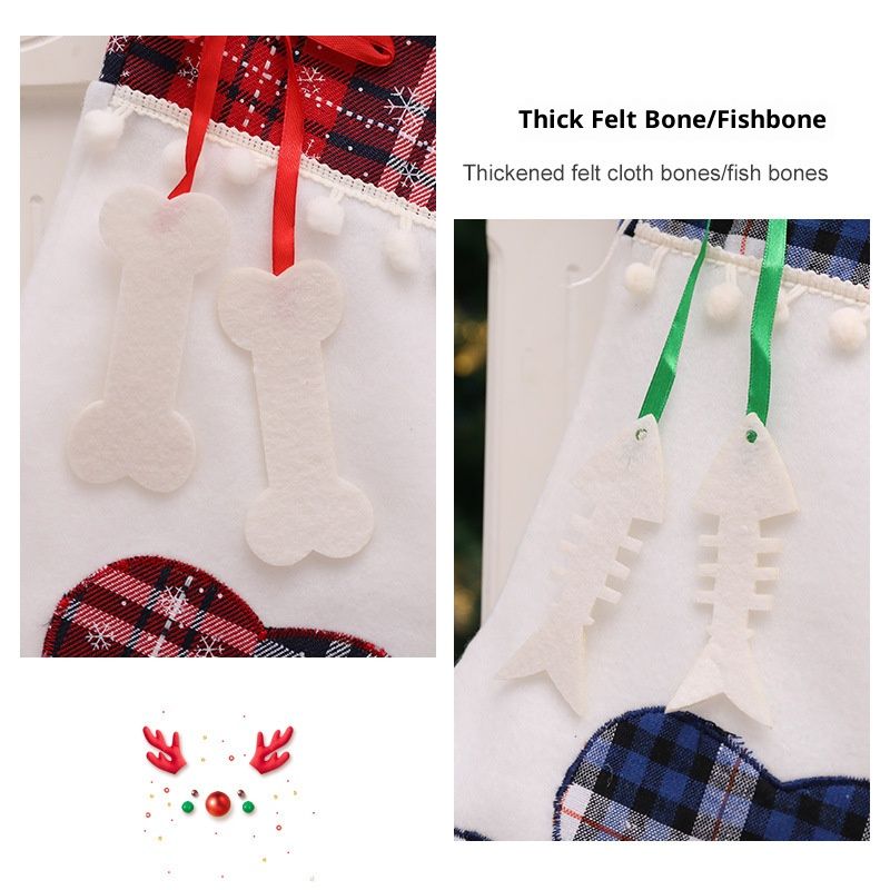 CozyPaws - Appendi calze natalizie a forma di osso di cane e zampa di gatto per decorazioni natalizie_voghion.com