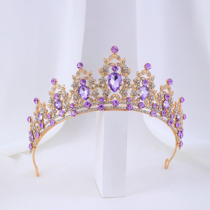 Coroană de mireasă cu pietre prețioase negre nobile, cu diamant, din aliaj, pentru coafură de nuntă, accesorii de păr, coroană de seară pentru banchet_voghion.com