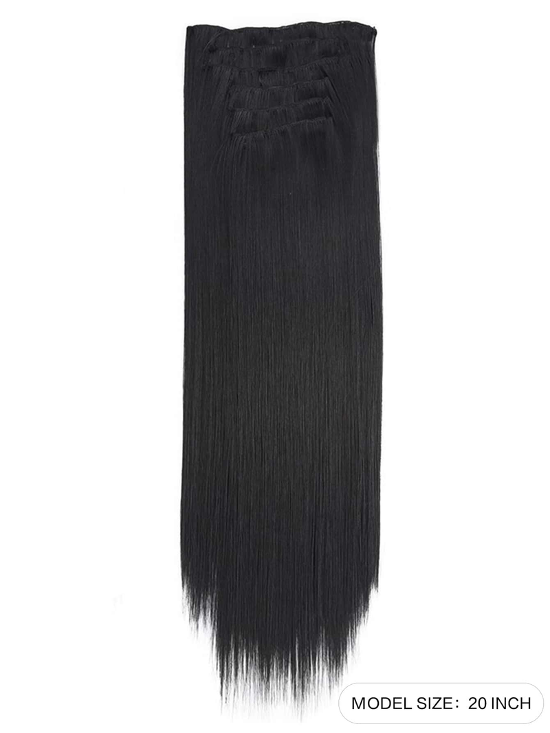 Extension per capelli Parrucca femminile sintetica multicolore con 16 clip per capelli lisci_voghion.com