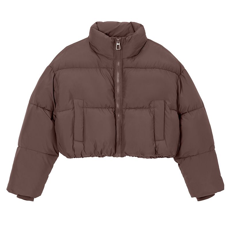 Manteau court en coton pour femme, nouveau style, mode, col montant, épais, chaud, manteau d'hiver en coton_voghion.com