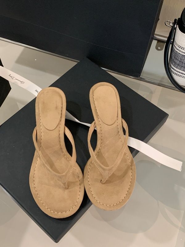 Damen-Sommer-Flip-Flops für draußen, eleganter Wildleder-Feen-Stil mit einzigartigem Design und kleinem Katzenabsatz_voghion.com