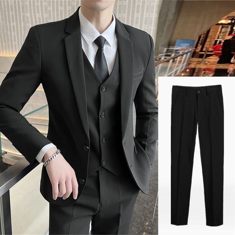 Conjunto de alta gama para hombre CT con hombreras, chaleco, uniforme de negocios y traje de boda._voghion.com