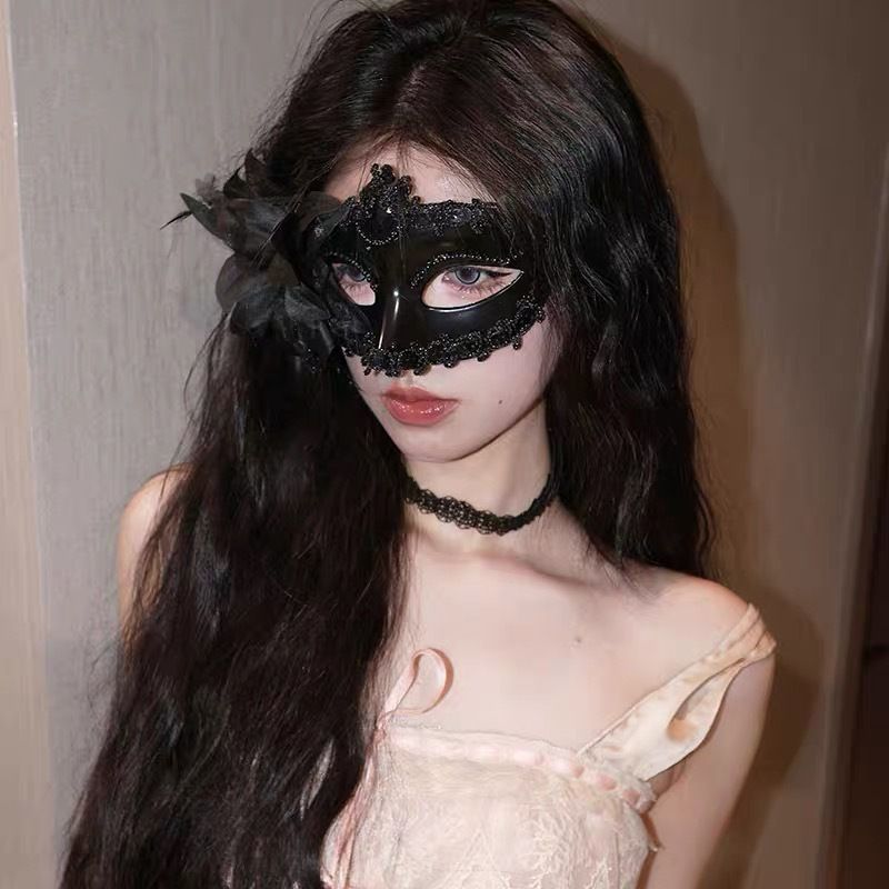 Maschera da principessa per feste di compleanno, per donne e adulti, con piume bianche, mezza faccia, per occhi._voghion.com