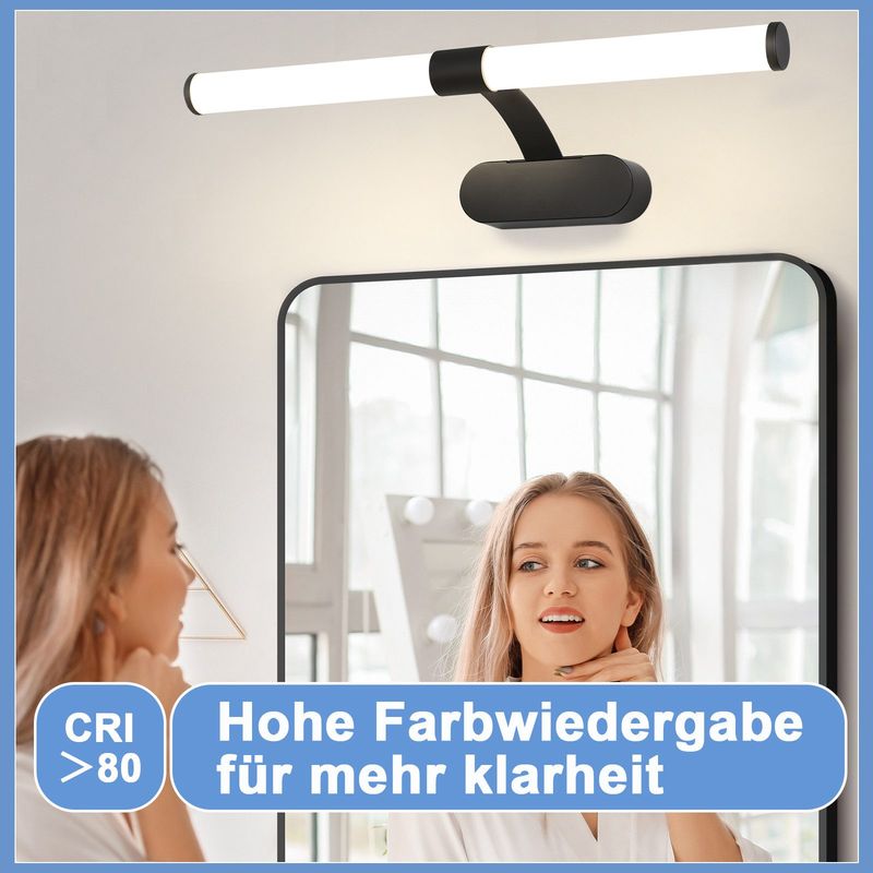 Glitzerlife LED Spiegelleuchte Bad 60CM - Weiß Spiegellampe 8W Wand Badlampe IP44 Wasserdicht Neutralweiß 4000K Moderne Wandleuchte Für Küche Keller Badschrank_voghion.com
