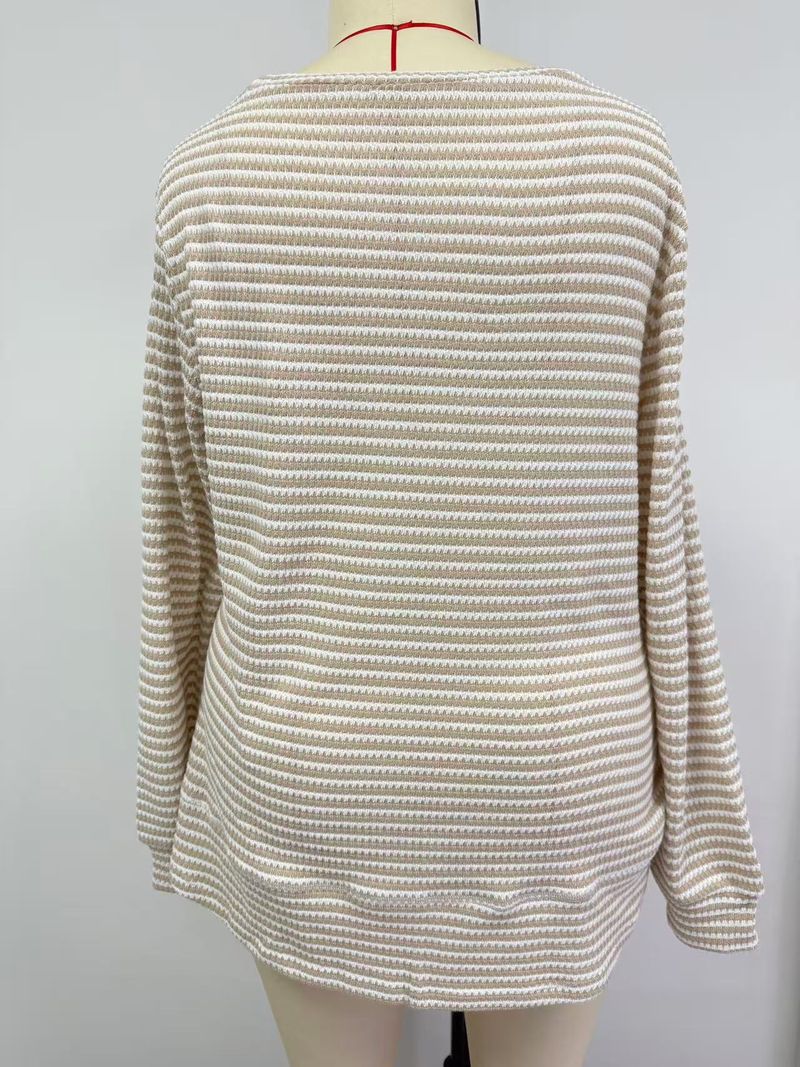 Maglione girocollo a maniche lunghe lavorato a maglia con motivo scozzese traforato, casual, autunno inverno 2025, da donna_voghion.com