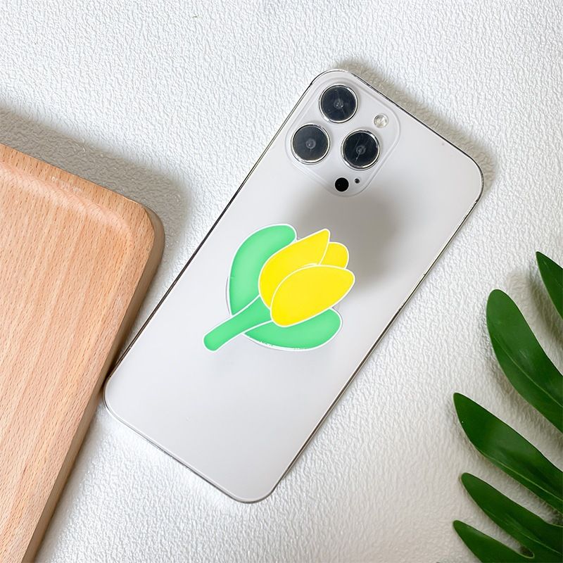 Custodia per telefono con supporto per airbag per cellulare, motivo: piccolo tulipano fresco, motivo: Instagram coreano, con fibbia ad anello decorativa sul retro_voghion.com