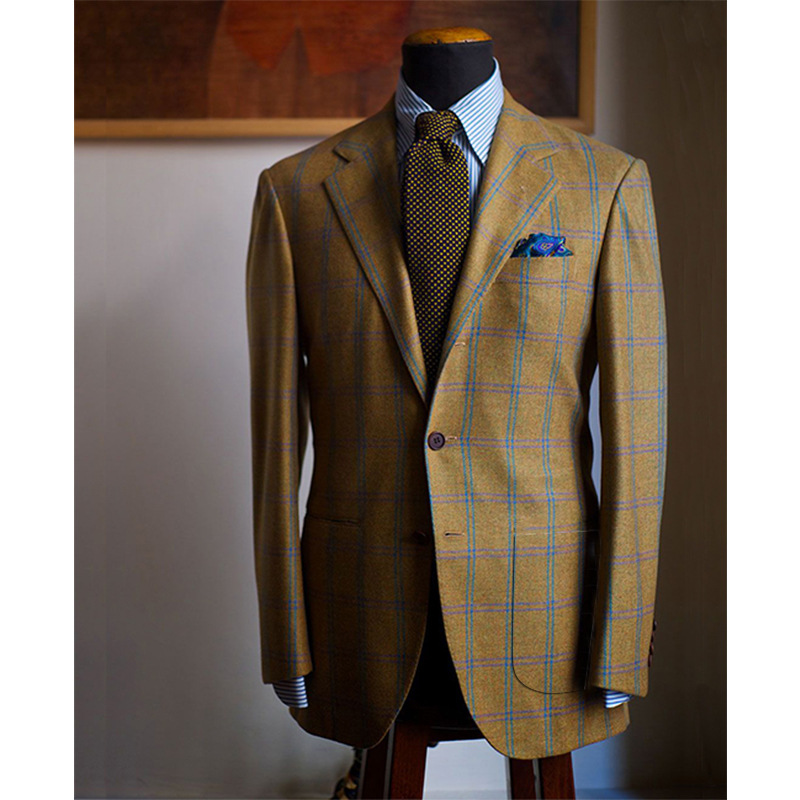 Man's clothing Men's plaid blazer Light business plaid printed men's top_voghion.com