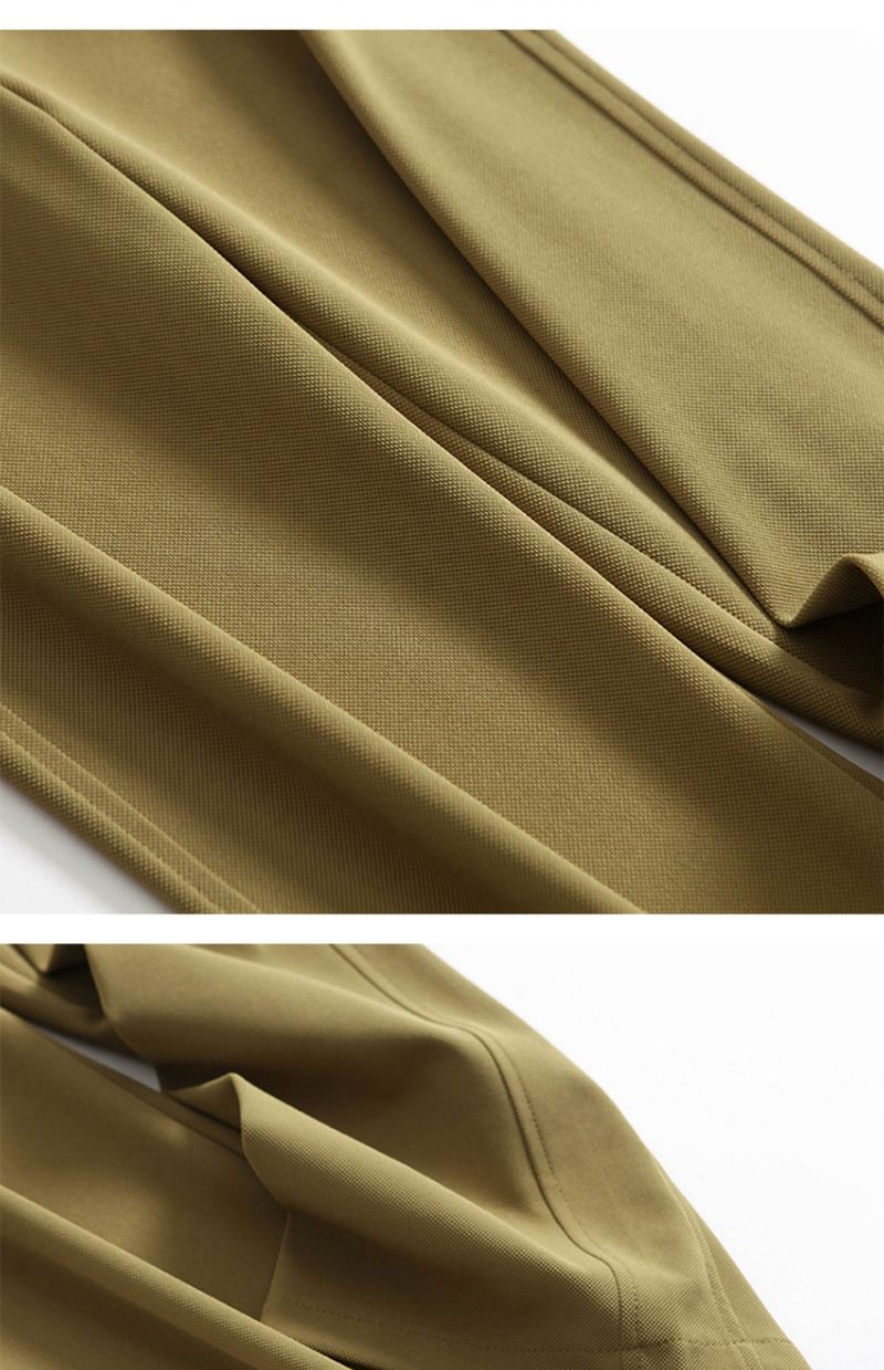 Women's Clothing Plaid Temperament Commuting Beltless High Waist Drawstring Loose Yellow Trousers Wide Leg Pants_voghion.com